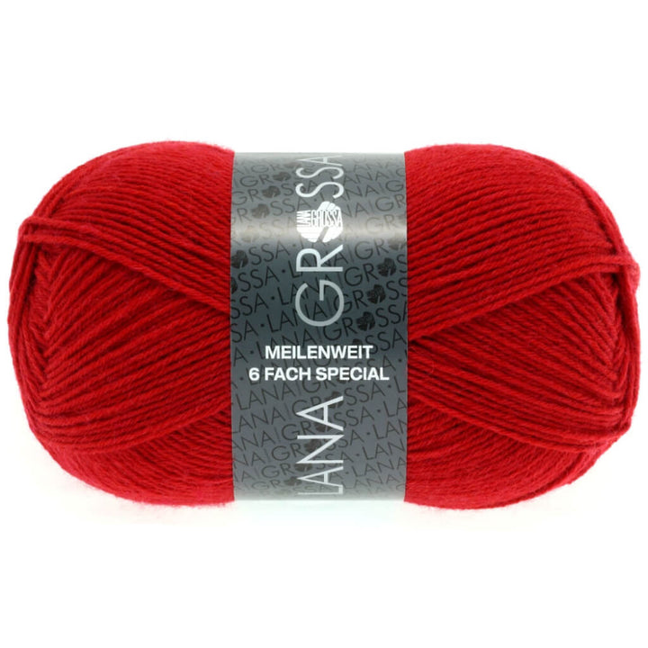 Lana Grossa Meilenweit 6-fach 150 Unito 8966 - Rot Lieblingsgarn