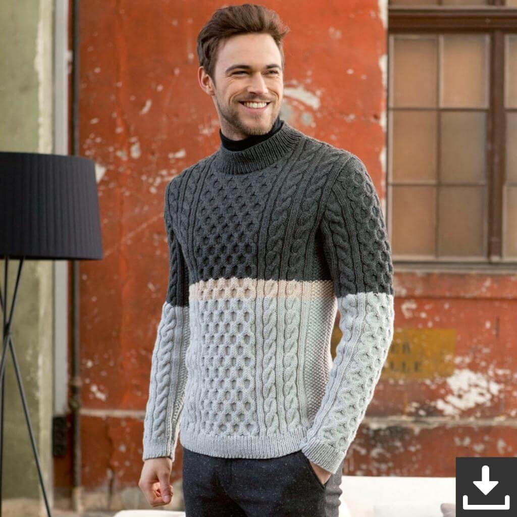Merino + Herrenpullover - Lang Yarns Modell 225-01 Lieblingsgarn