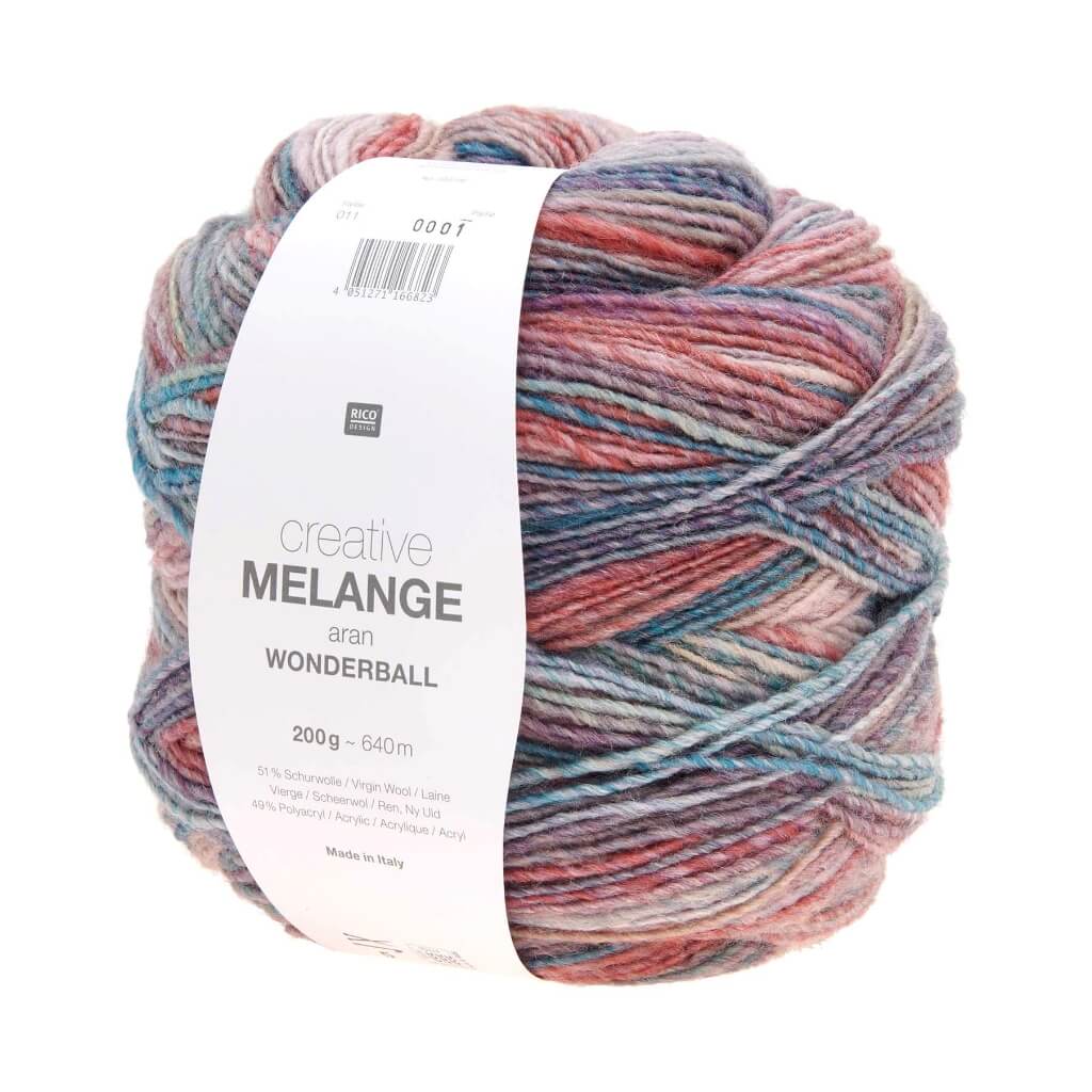 Rico Design Creative Melange Aran Wonderball 200g 011 - Mauve-Efeu Lieblingsgarn