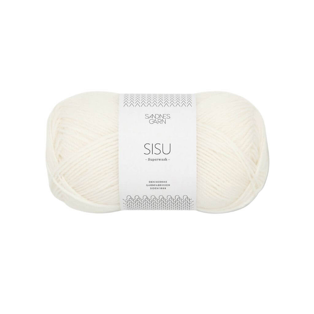 Sandnes Garn Sisu 50 g - Sockenwolle Superwash 1002 - Hvit Lieblingsgarn