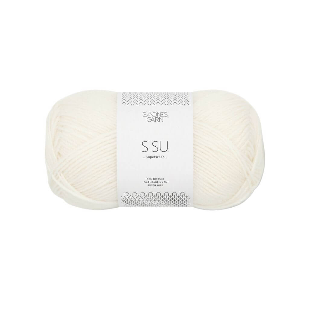 Sandnes Garn Sisu 50 g - Sockenwolle Superwash 1002 - Hvit Lieblingsgarn