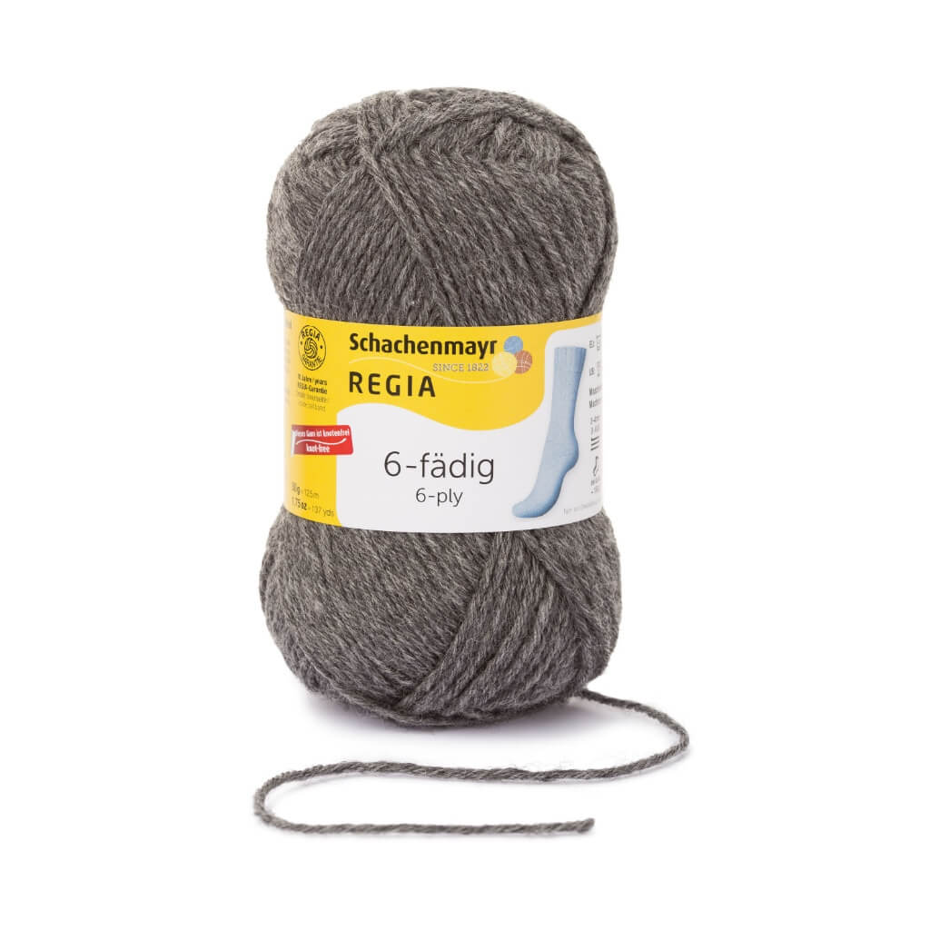Schachenmayr Regia 6-fädig Sockenwolle 50g 44 - Mittelgrau meliert Lieblingsgarn