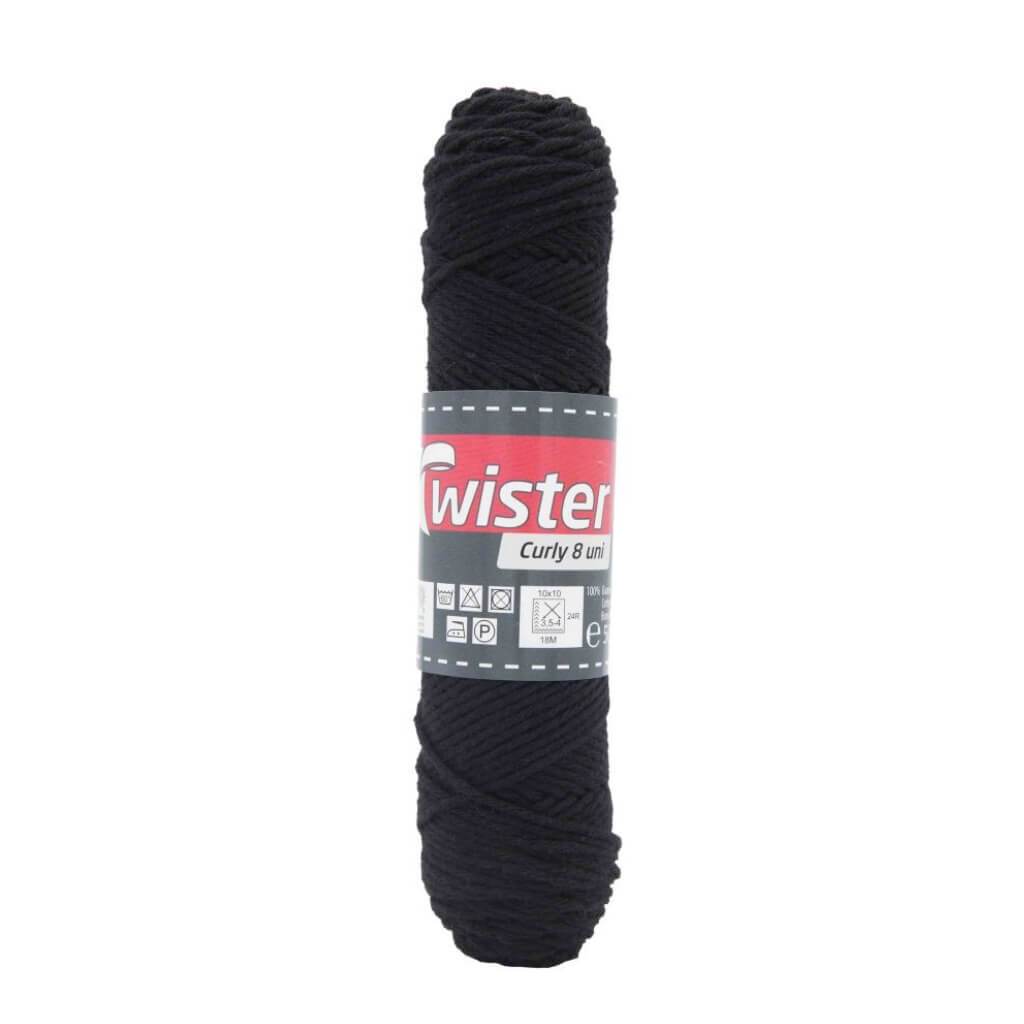 Twister Curly 8 50g - Topflappengarn 90 - Schwarz Lieblingsgarn